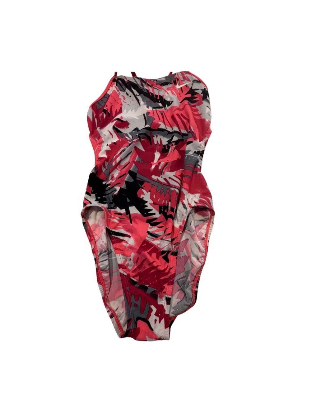 NWT Nike Girls Athletic Swimsuit Size GIRL12 Black/Pink Abstract Print New